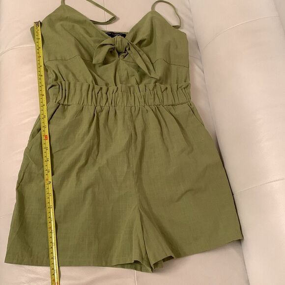 One❤️Clothing Light Green Sleeveless Tie-Front Romper Pockets Size M - Picture 5 of 9